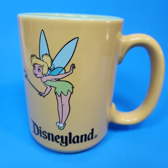 Vintage Disneyland Tinkerbell Coffee Mug Yellow Green Ceramic 15 Oz Disney - Picture 10 of 10